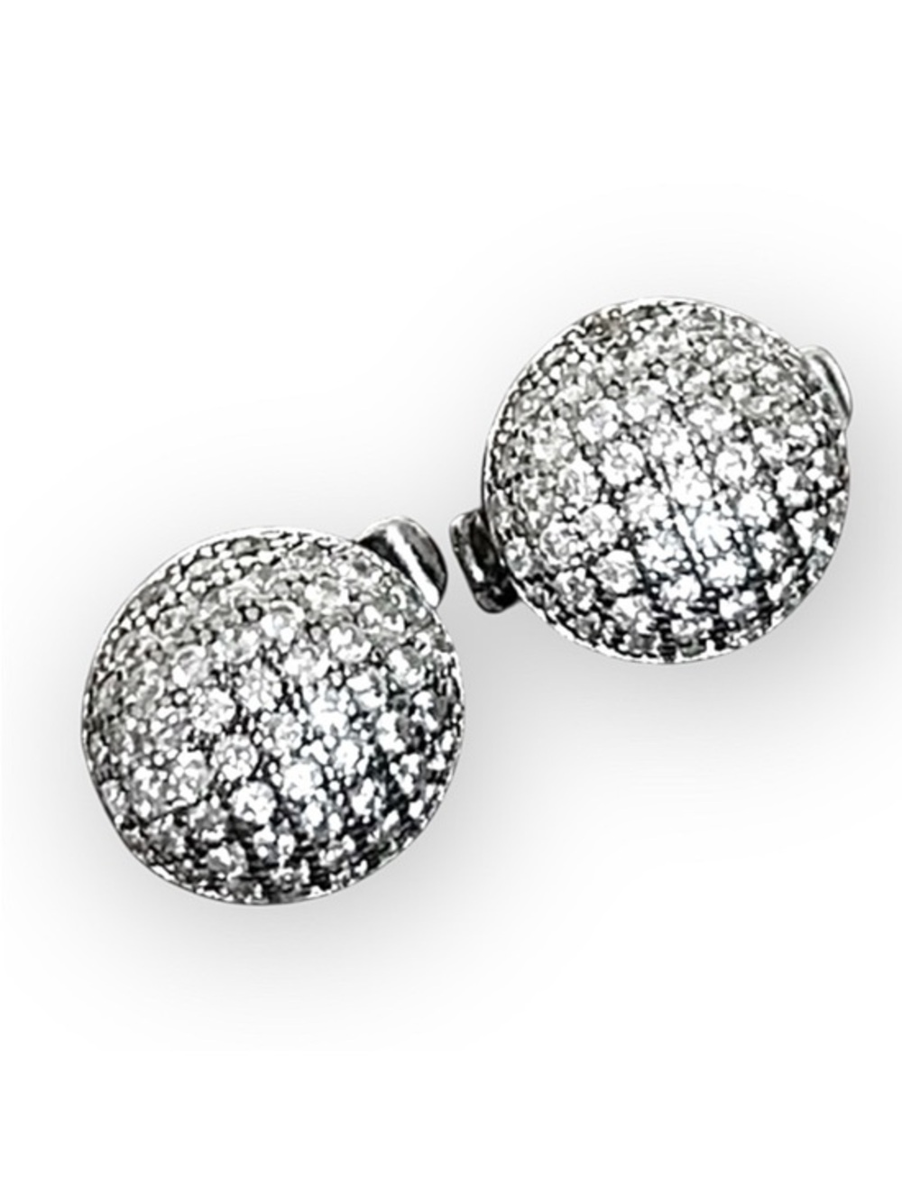 NWT Sterling Silver Pavé Crystal Button Earrings